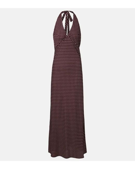 Faithfull The Brand Purple Rosa Polka-Dot Maxi Dress