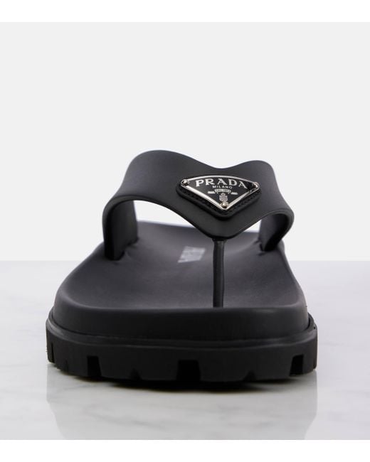 Prada Black Soft Cage Vinyl Thong Sandals