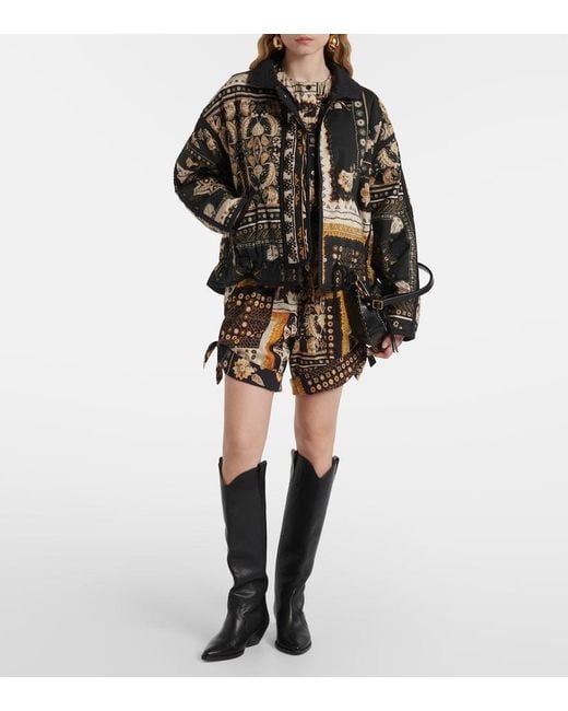 Isabel Marant Black Granger Printed Cotton Bomber Jacket