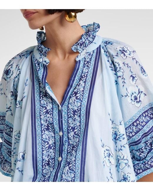 Juliet Dunn Blue Printed Cotton Beach Dress