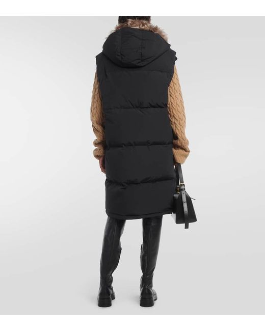 Yves Salomon Black Daunenweste Mit Shearling