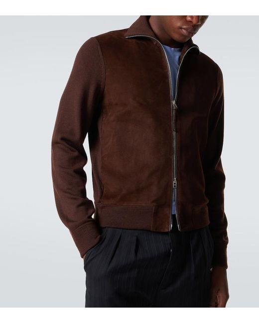 Tom Ford Cardigan Mit Veloursleder in Brown für Herren