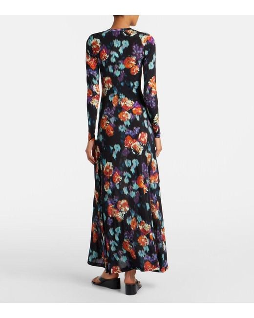 Ulla Johnson Blue Amari Printed Jersey Maxi Dress