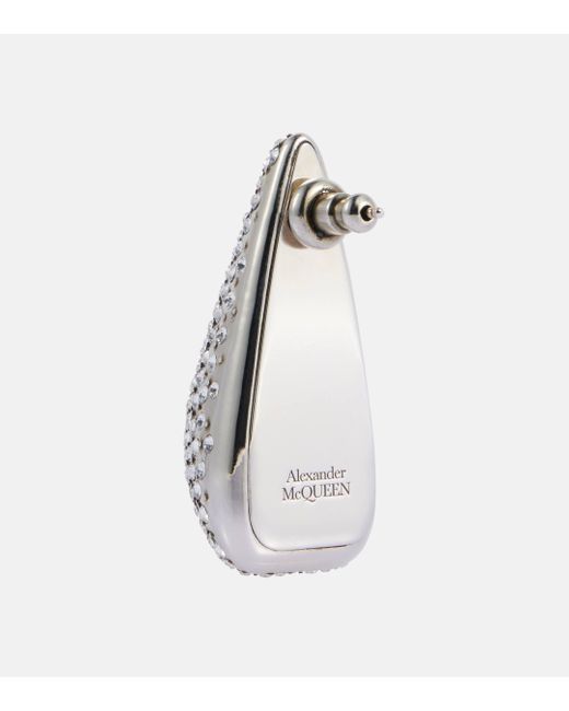 Alexander McQueen White Crystal-embellished Drop Earrings