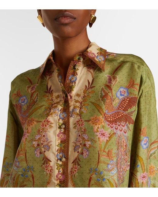 Zimmermann Metallic Indra Printed Silk Shirt