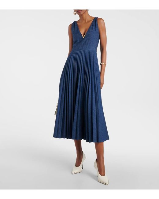 Valentino Blue Maxikleid Vgold Aus Chambray