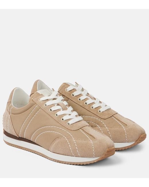 Totême Natural Sport Suede-Trimmed Sneakers