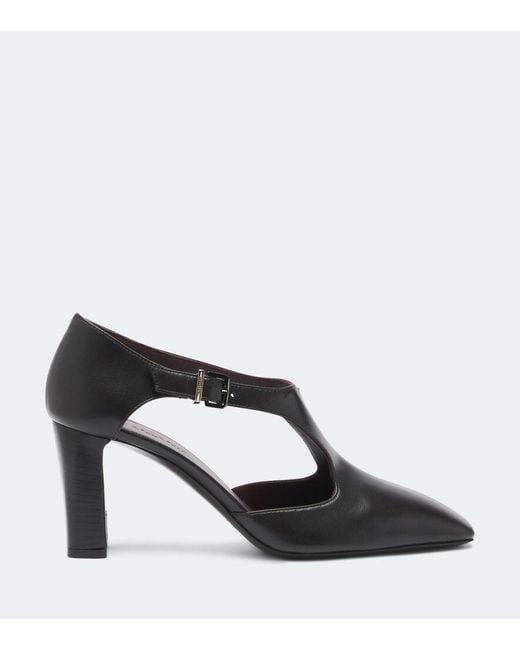 Max Mara Black Leather Mary Jane Pumps