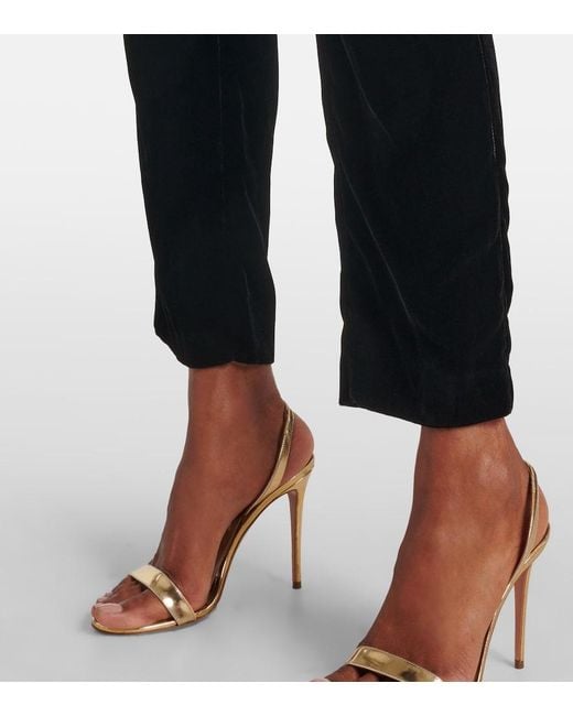 Blazé Milano Black Afterglow High-Rise Velvet Slim Pants