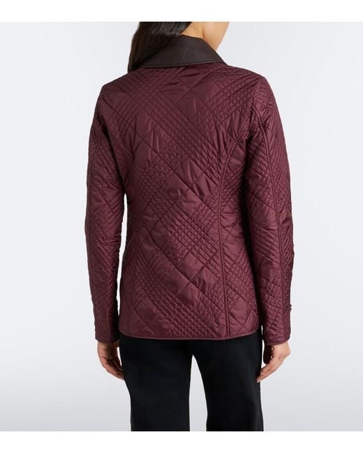 Burberry Purple Fernleigh Leather-Trimmed Quilted Jacket