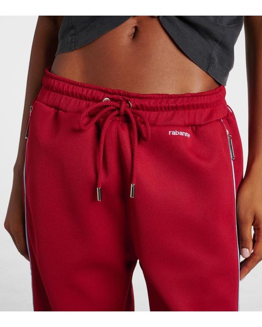 Rabanne Red Zip-Up Jersey Track Pants
