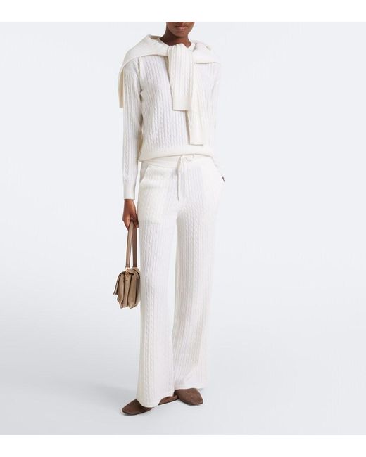 Eleventy White Cable-Knit Cashmere Sweater