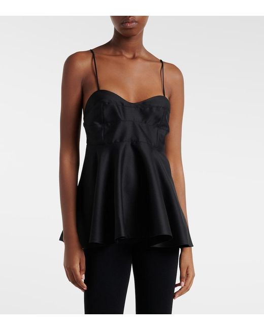 Rohe Black Peplum Wool And Silk Bustier Top