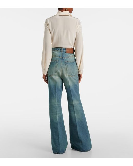 Victoria Beckham Blue High-Rise Flared Jeans