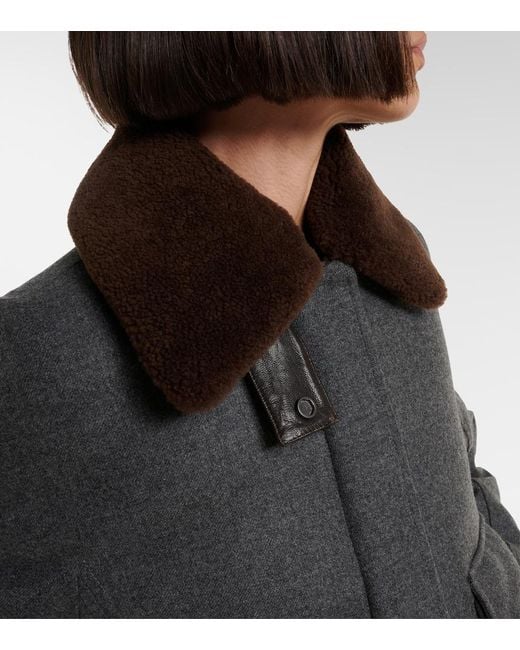 Brunello Cucinelli Black Shearling-Trimmed Alpaca-Blend Down Jacket