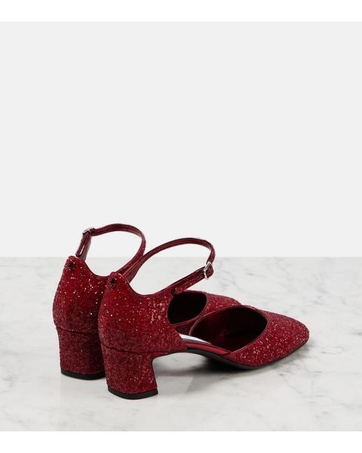 Jimmy Choo Red Pixie 45 Glitter Pumps