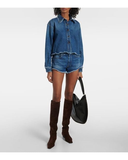 Alanui Blue Fringed Denim Shorts