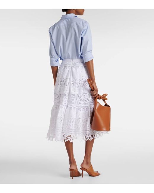 Falda midi de encaje de lino Polo Ralph Lauren de color White
