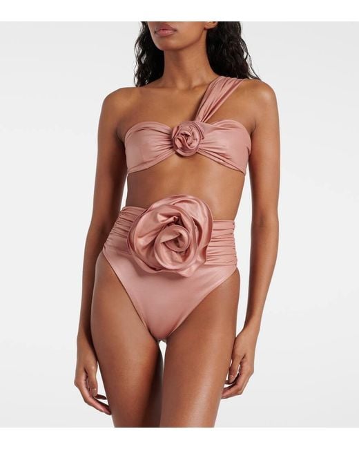 Slip bikini con applicazione floreale di Magda Butrym in Pink