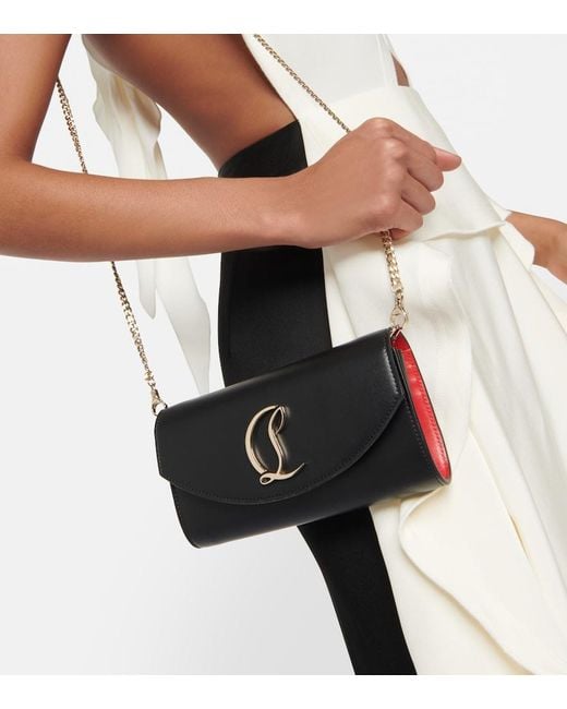 Christian Louboutin Black Leather Wallet On Chain