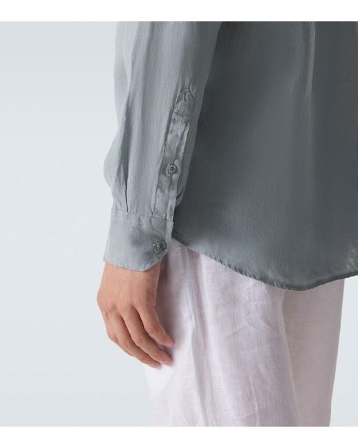 Frescobol Carioca Blue Antonio Linen Shirt for men