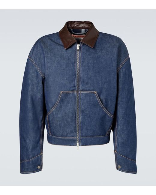 Chaqueta De Denim Con Piel Acne de hombre de color Blue