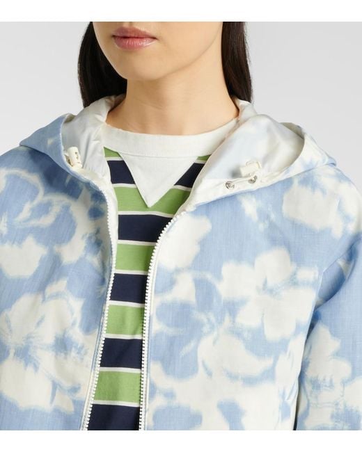 Moncler Blue Noisetier Floral Hooded Jacket