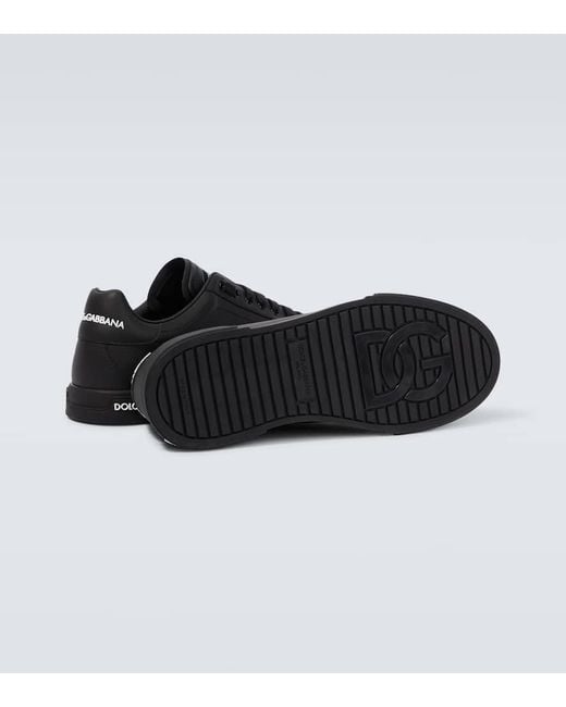 Zapatillas Portofino de piel con logo Dolce & Gabbana de hombre de color Black