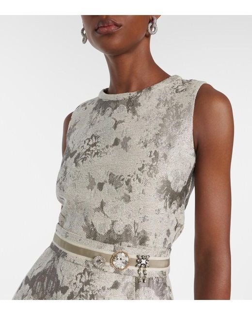 Max Mara Natural Cotton-Blend Jacquard Midi Dress