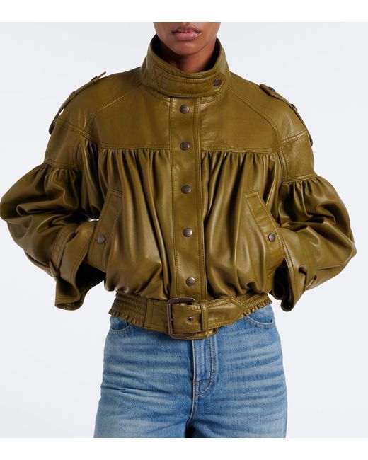 Chloé Green Cropped Leather Jacket