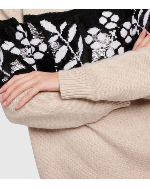 Max Mara Natural Jacquard Wool And Cashmere Sweater