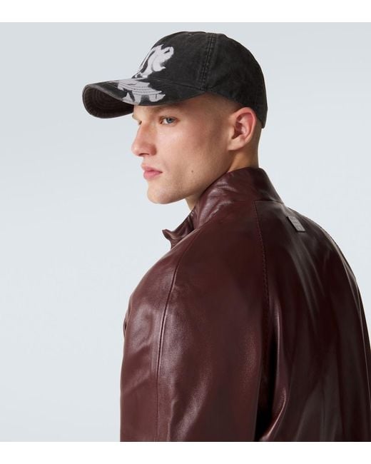 Acne Black Logo Cotton Twill Baseball Cap for men