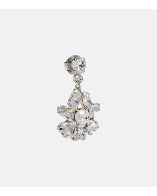 Simone Rocha White Embellished Faux Pearl Drop Earrings