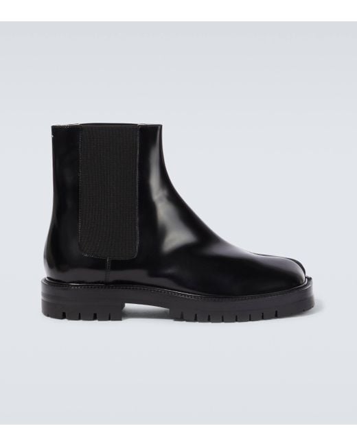 Maison Margiela Black Tabi Leather Chelsea Boots for men