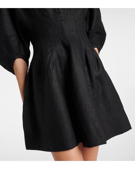 Faithfull The Brand Black Soleil Linen Minidress