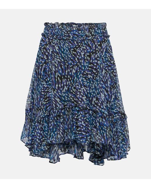 Isabel Marant Blue Viera Asymmetric Printed Mini Skirt