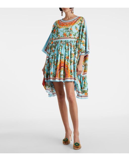 Dolce & Gabbana Blue Printed Cotton Kaftan