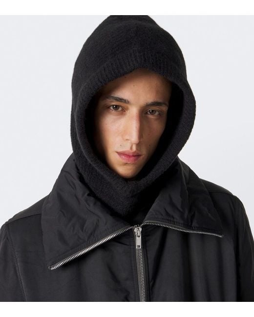 Rick Owens Black Alpaca And Wool-Blend Hood for men