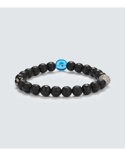 Ileana Makri Black Sterling Beaded Bracelet With Onyx And Diamonds for men