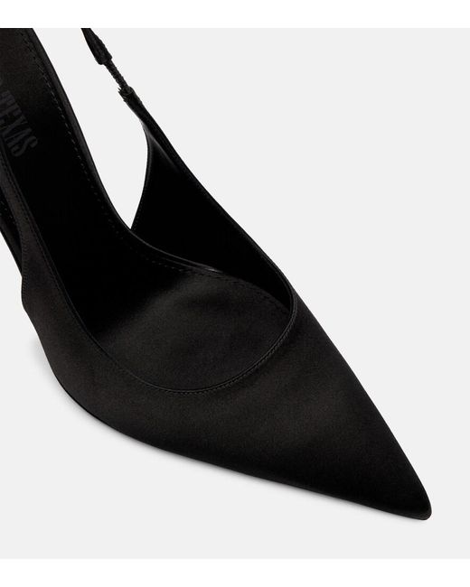 Paris Texas Black Lidia 105 Satin Slingback Pumps