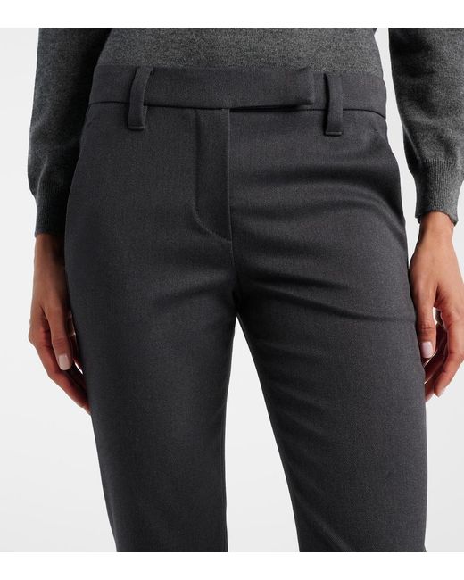 Brunello Cucinelli Blue Cotton-Blend Slim Pants