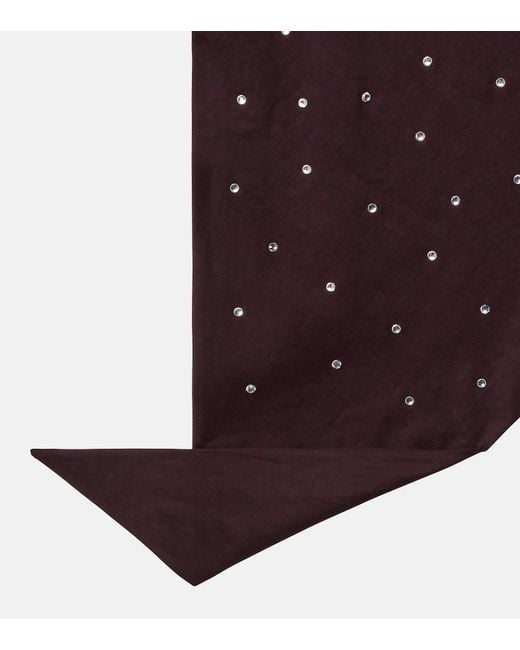 Oseree Purple Embellished Cotton And Silk Scarf