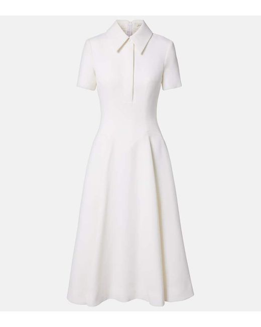 Emilia Wickstead White Jody Pleated Wool Midi Dress