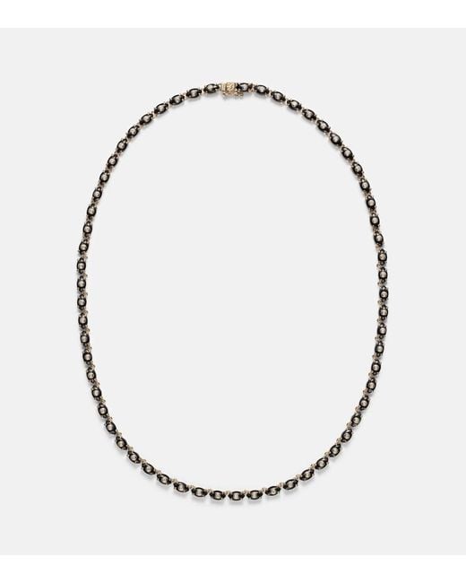 Sydney Evan Metallic Tiny Carved Stone 14Kt Necklace With Onyxes And Diamonds