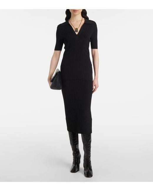 Joseph Black Ribbed-Knit Polo Shirt
