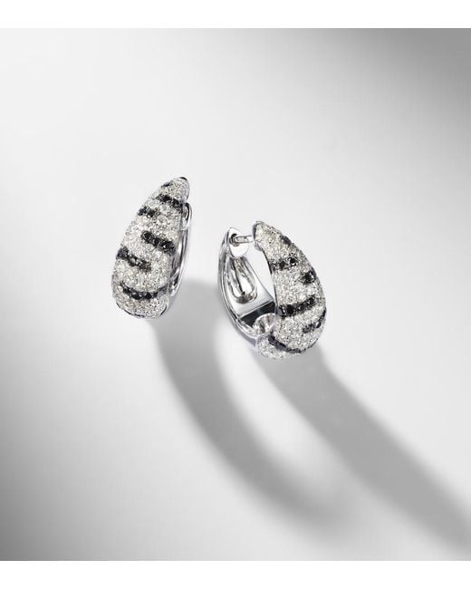 Yvonne Léon White Zebre 18Kt Hoop Earrings With Diamonds