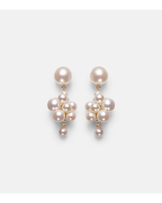 Sophie Bille Brahe White Botticelli 14Kt Earrings With Pearls