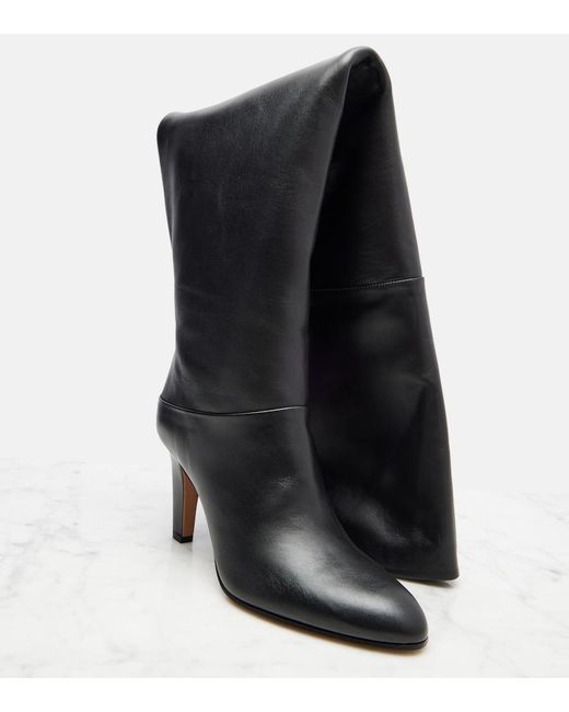 Chloé Black Eve 85 Leather Over-The-Knee Boots