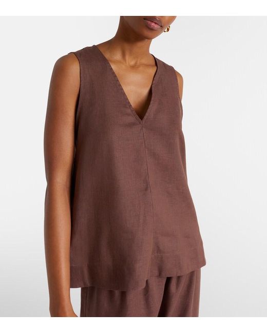 Asceno Brown Linen Top