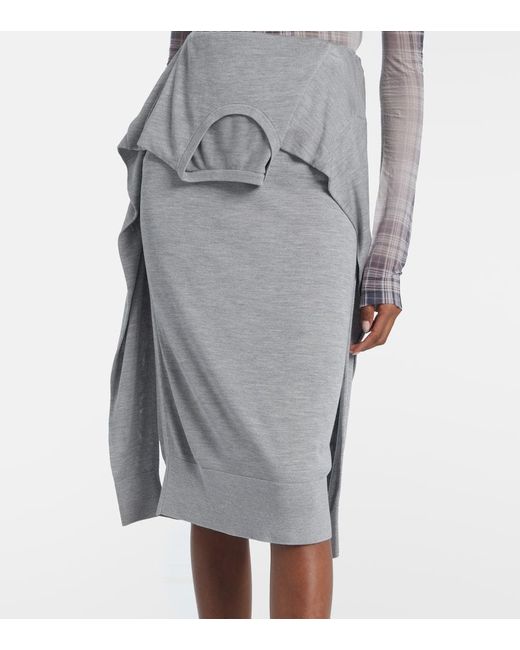 Jupe Midi En Soie Acne en coloris Gray